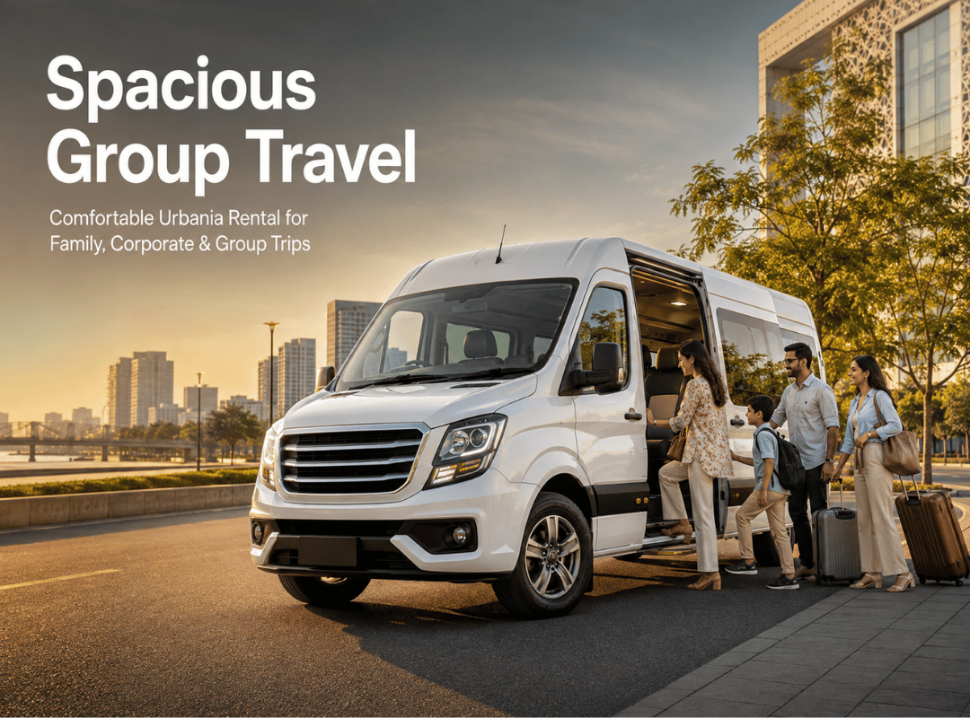 Family group travelling together in a spacious Urbania